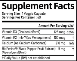PCOSKEY® D3+K2+Calcium- Supports Bone Health, Heart Wellness & Immune Function- 60 capsules
