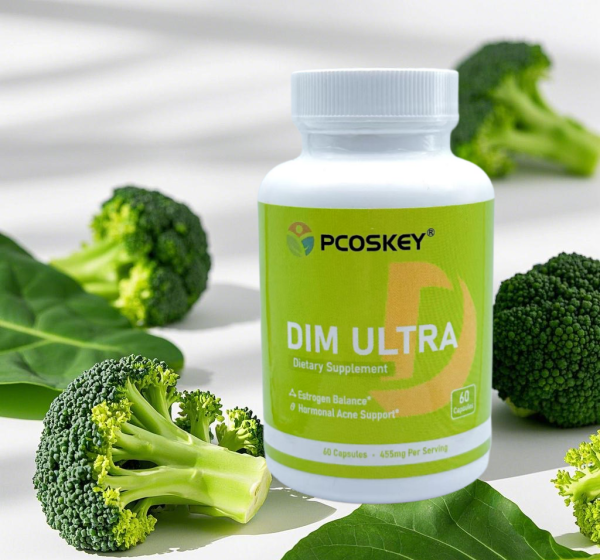 PCOSKEY® DIM Ultra Supplement-455mg Per Serving-Estrogen Balance & Hormonal Acne Support -Broccoli & Black Pepper Extract- 60 capsules